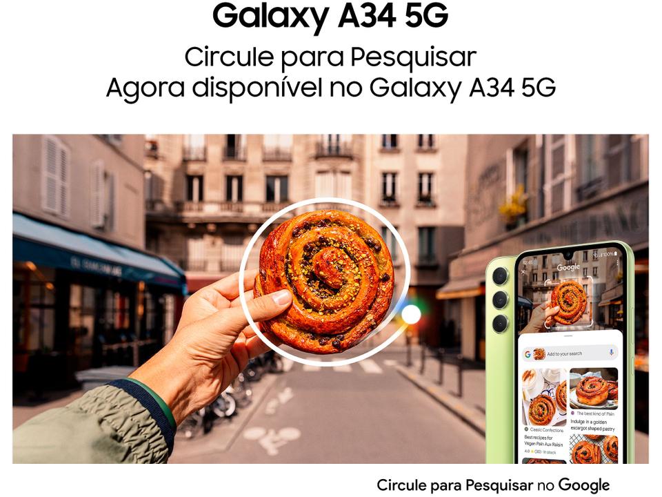Smartphone Samsung Galaxy A34 128GB Verde Lima 5G Octa-Core 6GB RAM 6,6" Câm. Tripla + Selfie 13MP Dual Chip - 4