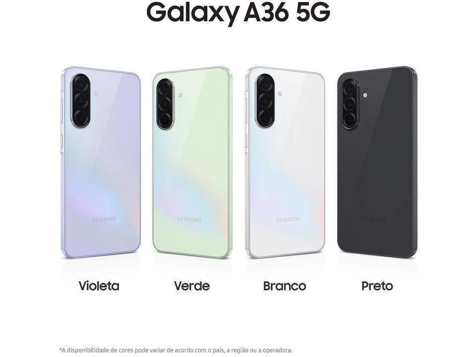 Smartphone Samsung Galaxy A36 128GB 5G 6GB RAM Branco 6,7" Câm. Tripla + Selfie 12MP - 6