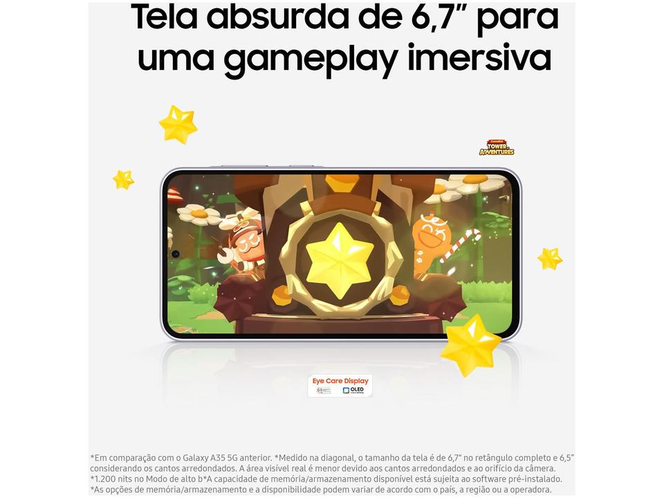 Smartphone Samsung Galaxy A36 256GB 5G 8GB RAM Verde 6,7" Câm. Tripla + 12MP - 3