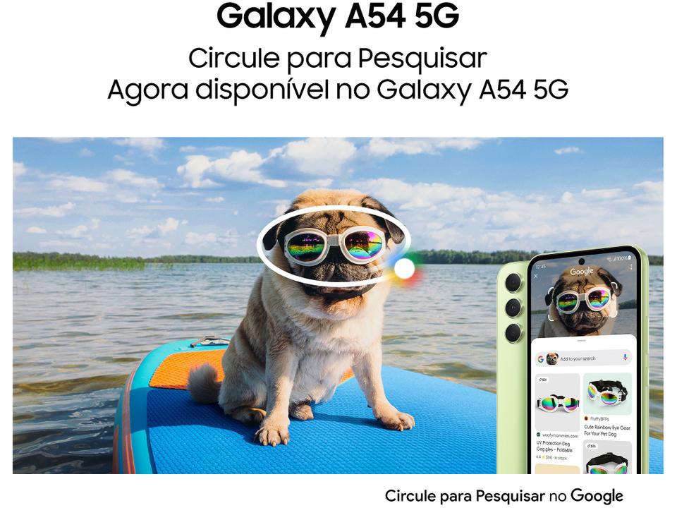 Smartphone Samsung Galaxy A54 256GB Preto Lima 5G Octa-Core 8GB RAM 6,4" Câm. Tripla + Selfie 32MP Dual Chip - 5