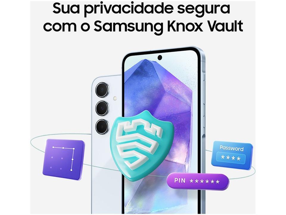 Smartphone Samsung Galaxy A55 128GB Azul Claro 5G 8GB RAM 6,6" Câm. Tripla + Selfie 32MP Dual Chip - 12