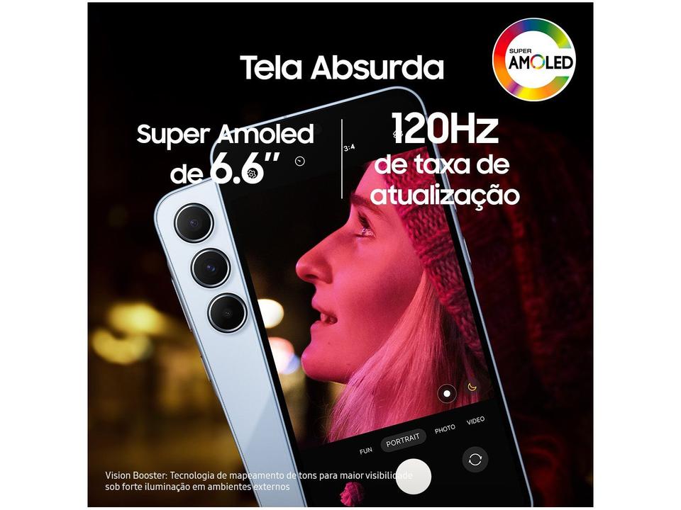 Smartphone Samsung Galaxy A55 128GB Azul Claro 5G 8GB RAM 6,6" Câm. Tripla + Selfie 32MP Dual Chip - 8