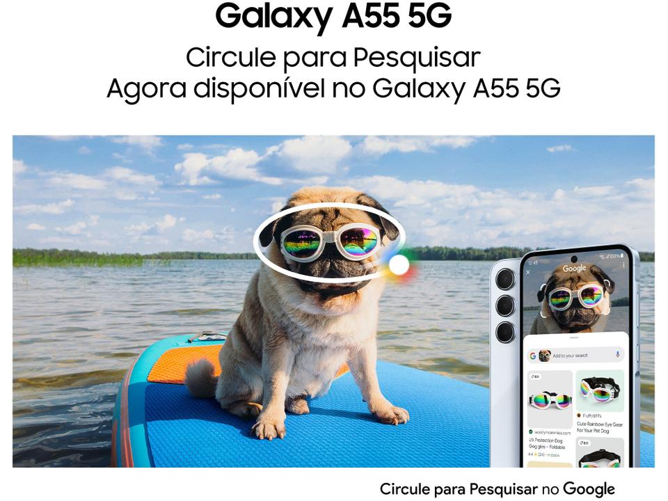 Smartphone Samsung Galaxy A55 128GB Azul Claro 5G 8GB RAM 6,6" Câm. Tripla + Selfie 32MP Dual Chip - 4