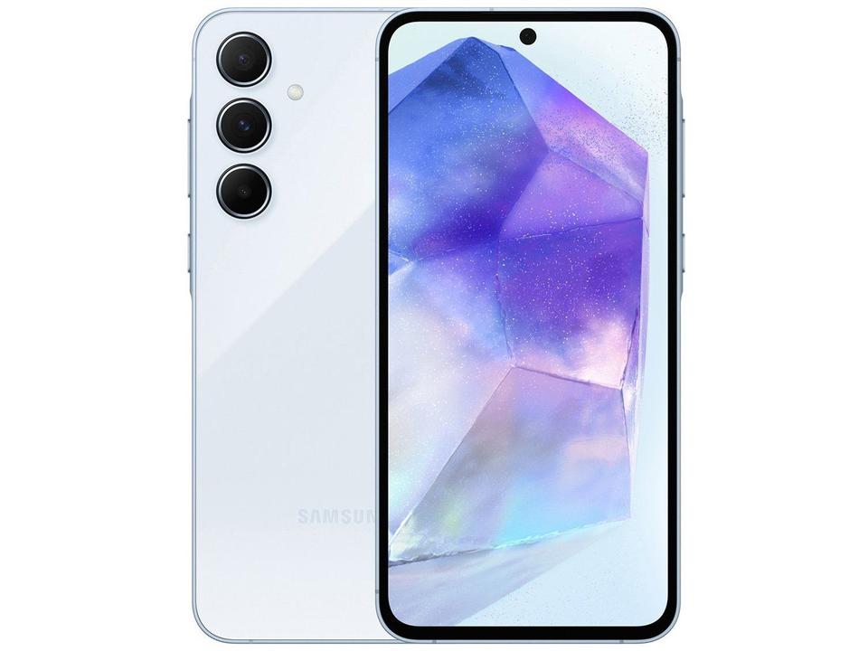 Smartphone Samsung Galaxy A55 128GB Azul Claro 5G 8GB RAM 6,6" Câm. Tripla + Selfie 32MP Dual Chip - 21