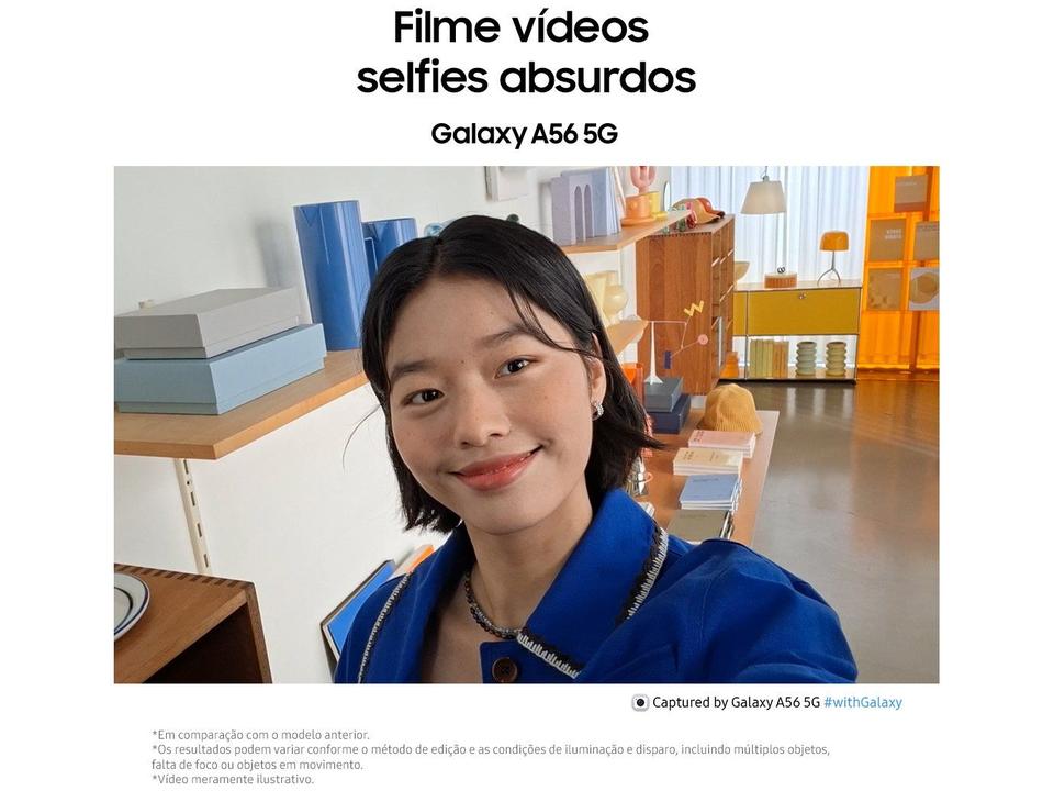 Smartphone Samsung Galaxy A56 128GB 5G 8GB RAM Preto 6,7" Câm Tripla + Selfie 12MP - 4