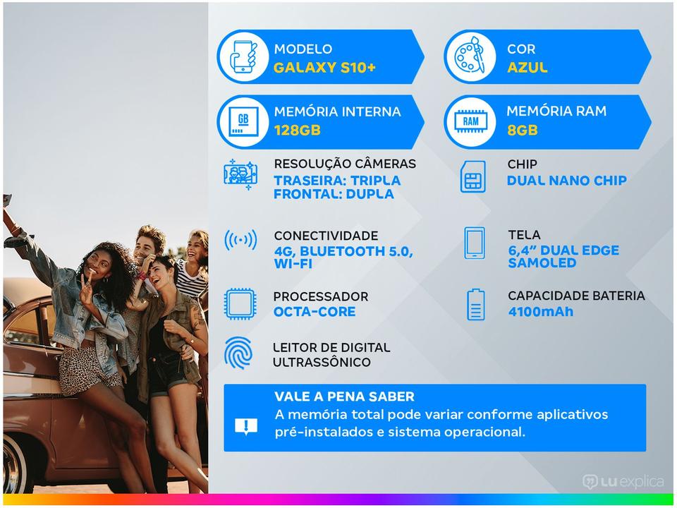 Smartphone Samsung Galaxy S10+ 128GB Azul 4G - 1