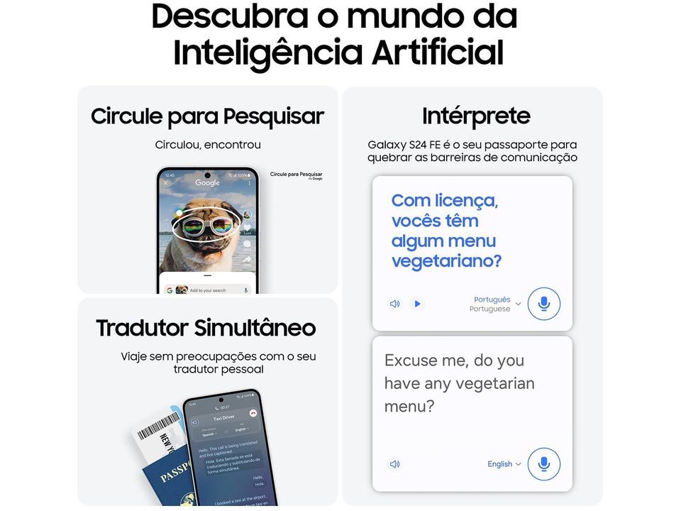 Smartphone Samsung Galaxy S24 FE 128GB Azul 5G 8GB RAM 6,7" Câm. Tripla + Selfie 10MP - 3