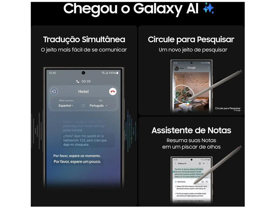Smartphone Samsung Galaxy S24 Ultra 6,8" Galaxy AI 256GB Titânio Cinza 5G 12GB RAM Câm. Quádrupla 200MP + Selfie 12MP Bateria 5000mAh Dual Chip - 4
