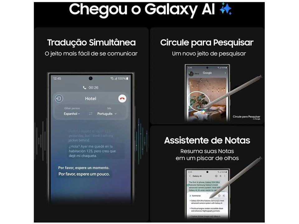 Smartphone Samsung Galaxy S24 Ultra 6,8" Galaxy AI 256GB Titânio Preto 5G 12GB RAM Câm. Quádrupla 200MP + Selfie 12MP Bateria 5000mAh Dual Chip - 4
