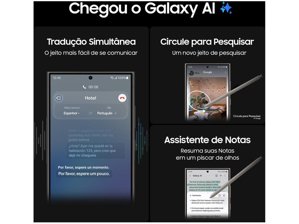 Smartphone Samsung Galaxy S24 Ultra 6,8" Galaxy AI 512GB Titânio Cinza 5G 12GB RAM Câm. Quádrupla 200MP + Selfie 12MP Bateria 5000mAh Dual Chip - 2