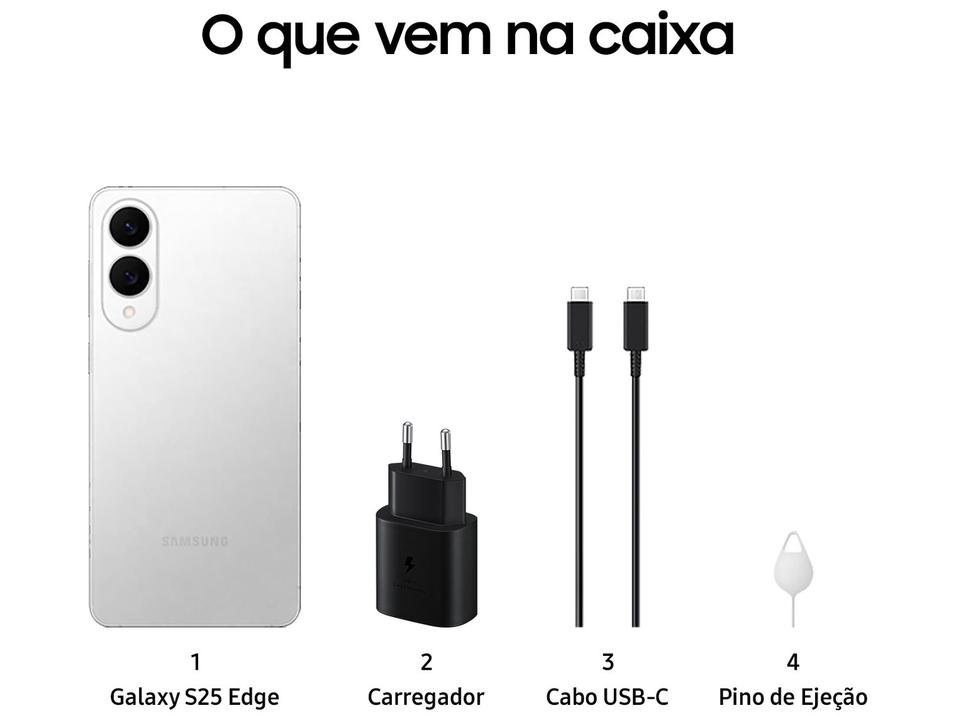 Smartphone Samsung Galaxy S25 Edge 512GB Titânio Prata 5G 12GB RAM 6,7" Câm. Dupla + Selfie 12MP - 5
