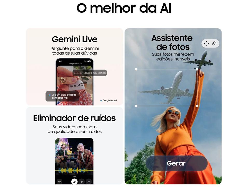 Smartphone Samsung Galaxy S25 FE 128GB 5G 8GB RAM JetBlack 6,7" Câm. Tripla + Selfie 12MP - 3