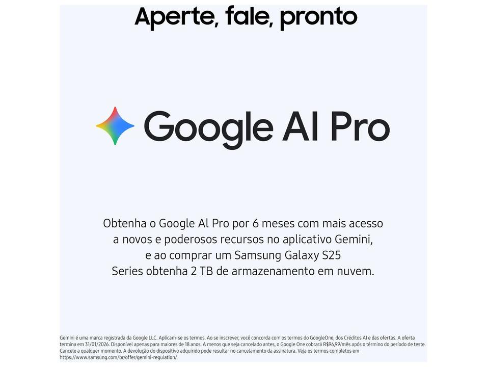 Smartphone Samsung Galaxy S25 FE 128GB 5G 8GB RAM JetBlack 6,7" Câm. Tripla + Selfie 12MP - 9