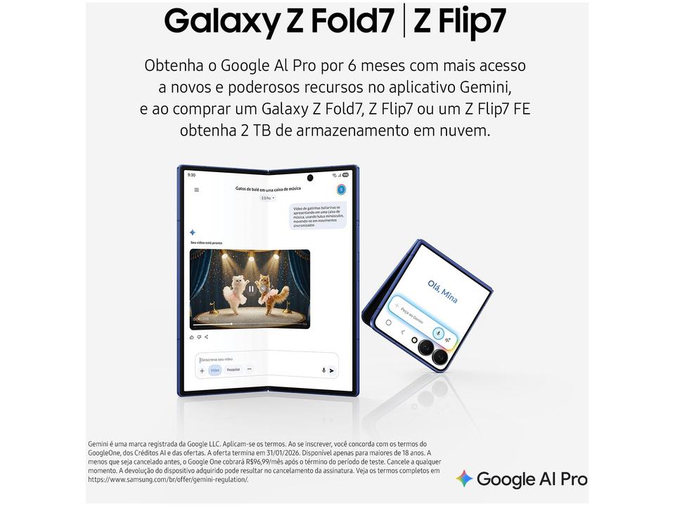 Smartphone Samsung Galaxy Z Flip7 256GB Azul 5G Tela 6,9" Câm. Dupla 50MP Galaxy AI - 2