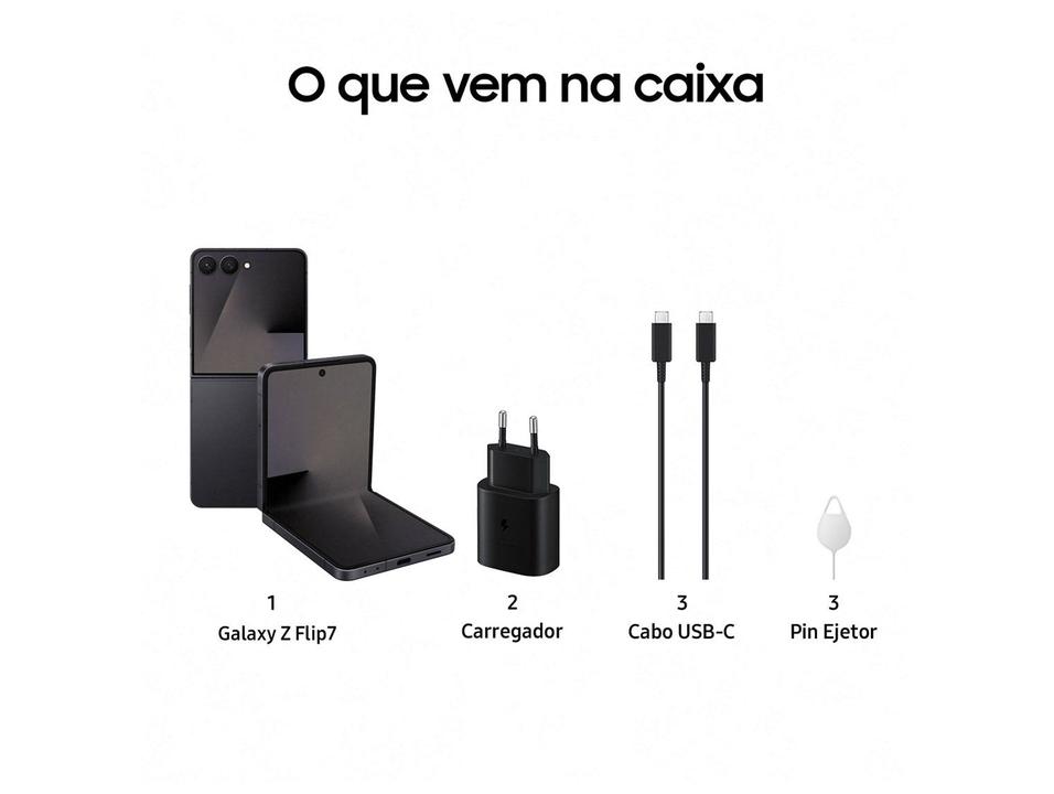 Smartphone Samsung Galaxy Z Flip7 256GB Preto 5G Tela 6,9" Câm. Dupla 50MP Galaxy AI - 7