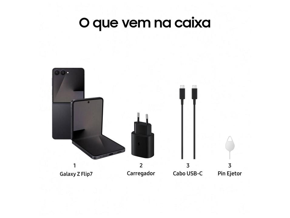 Smartphone Samsung Galaxy Z Flip7 512GB Preto 5G Tela 6,9" Câm. Dupla 50MP Galaxy AI - 7