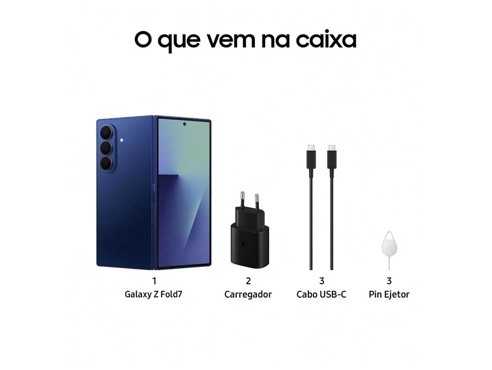 Smartphone Samsung Galaxy Z Fold7 512GB Azul 5G 12GB RAM Tela 8,0" Câm. Tripla + Selfie 10MP - 7