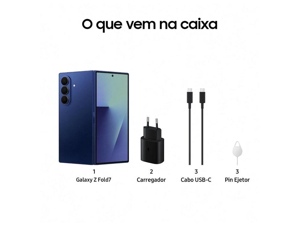 Smartphone Samsung Galaxy Z Fold7 512GB Azul 5G 12GB RAM Tela 8,0" Câm. Tripla + Selfie 10MP - 7