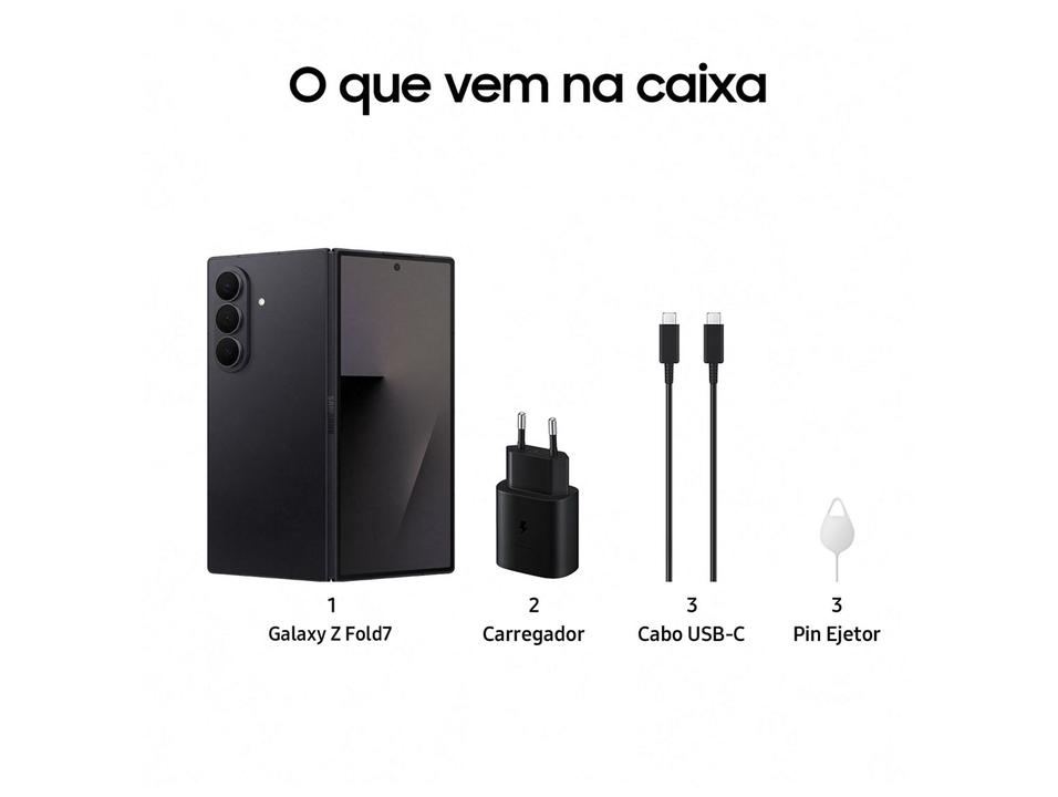 Smartphone Samsung Galaxy Z Fold7 512GB Preto 5G 16GB RAM Tela 8,0" Câm. Tripla + Selfie 10MP - 7