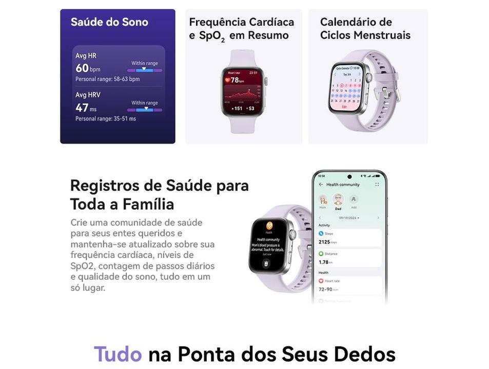 Smartwatch Huawei Watch Fit 4 Preto 4GB Bluetooth - 9