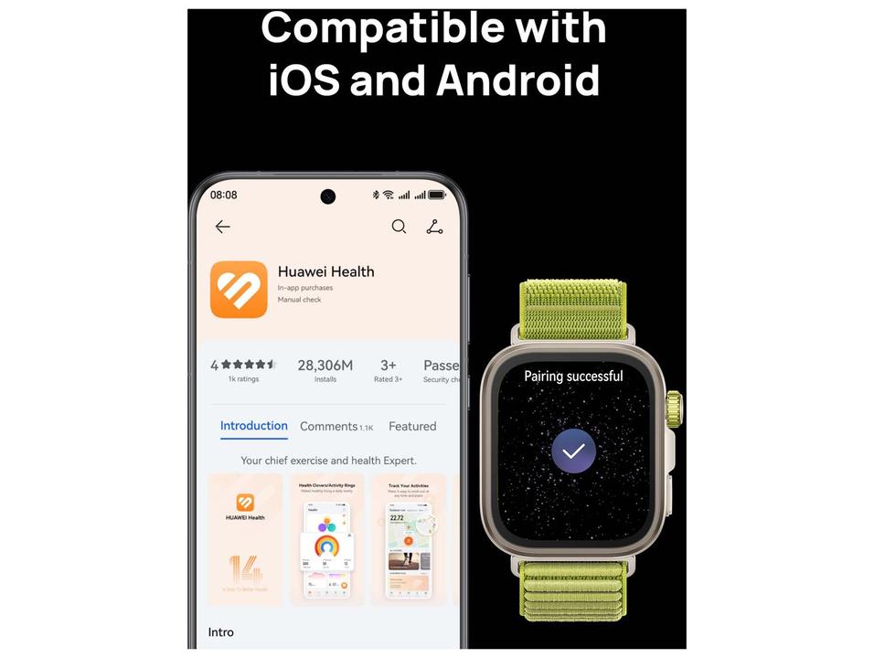 Smartwatch Huawei Watch Fit 4 Pro Cinza Escuro 4GB Bluetooth - 6