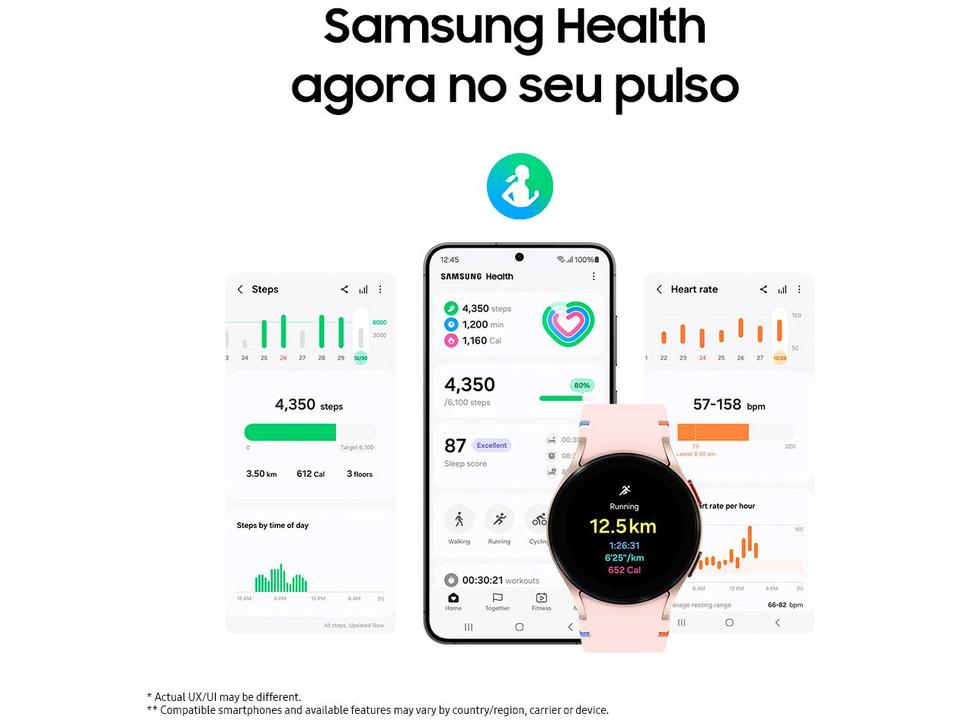 Smartwatch Samsung Galaxy Watch FE 40mm Rosé 16GB Bluetooth - 6