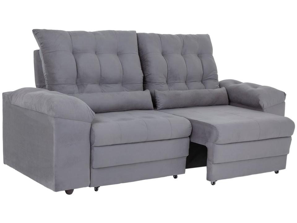 Sofá 2 e 3 Lugares Retrátil Reclinável Suede Phormatta Colômbia SMP - 3