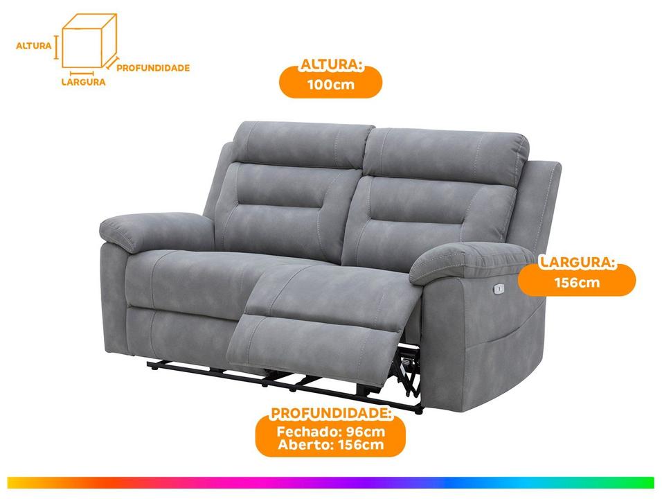Sofá 2 Lugares Retrátil Reclinável Elétrico Poliéster e PU Molas Ensacadas Mova Caemmun - 2