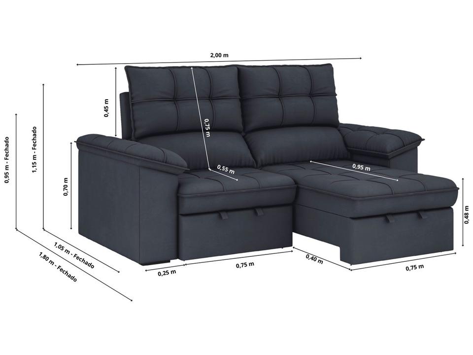 Sofá 2 Lugares Retrátil Reclinável Slim Molas Ensacadas Milano BestHouse - 3