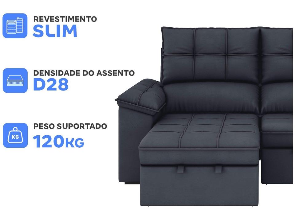 Sofá 2 Lugares Retrátil Reclinável Slim Molas Ensacadas Milano BestHouse - 2
