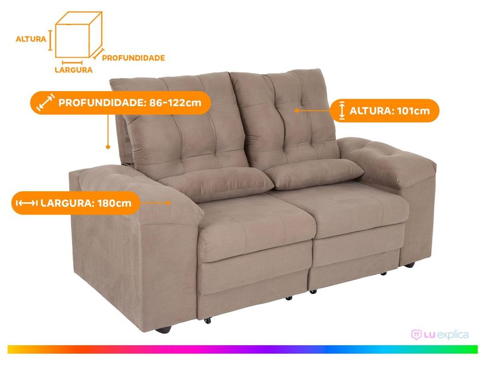 Sofá 2 Lugares Retrátil Reclinável Suede Phormatta Colômbia SMP - 4