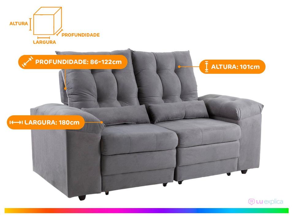 Sofá 2 Lugares Retrátil Reclinável Suede Phormatta Colômbia SMP - 4