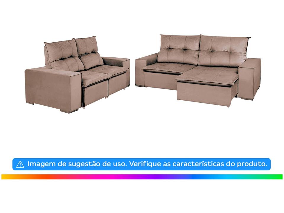 Sofá 2 Lugares Retrátil Reclinável Veludo Select Londrino Sol Colchões e Estofados - 1