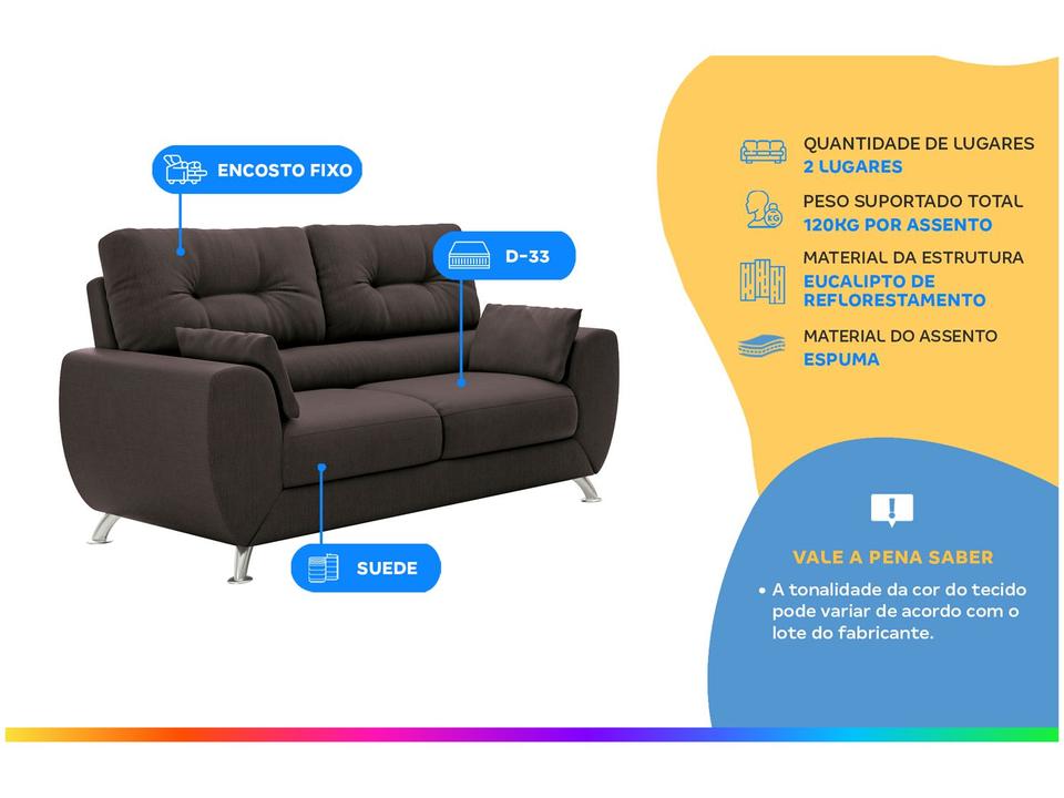 Sofá 2 Lugares Suede Amarilis Linoforte - 1