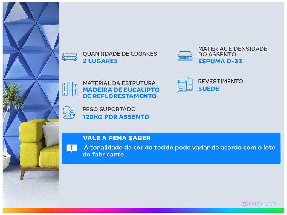 Sofá 2 Lugares Suede Atrium Linoforte - 1