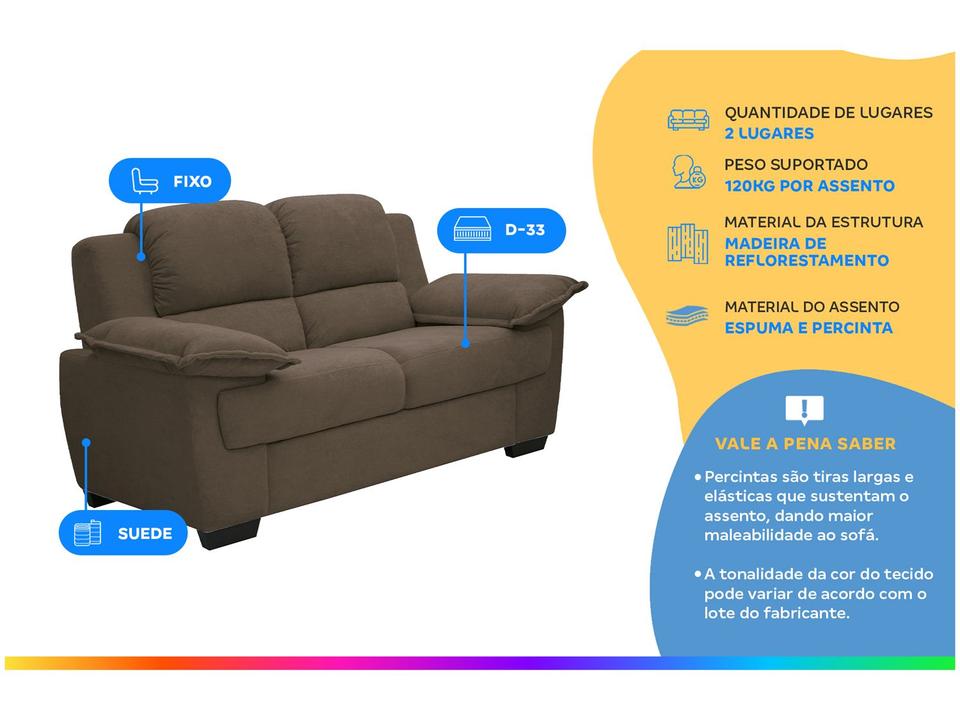 Sofá 2 Lugares Suede Carmel Linoforte - 1