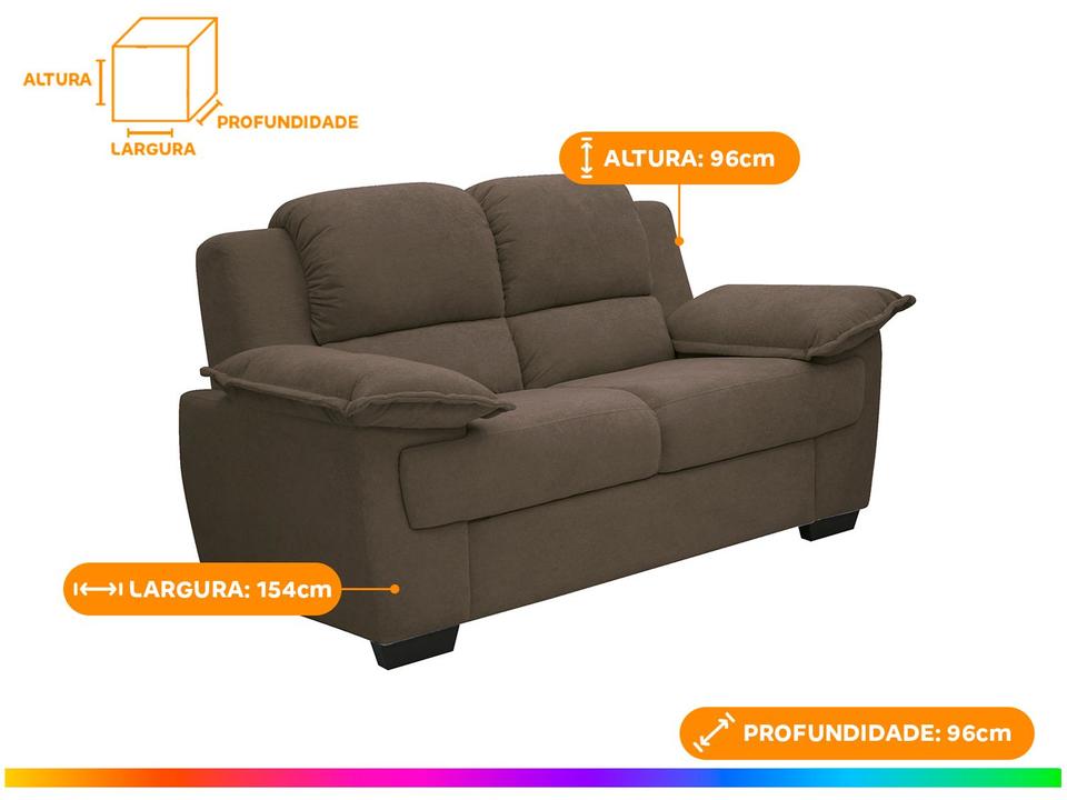 Sofá 2 Lugares Suede Carmel Linoforte - 3