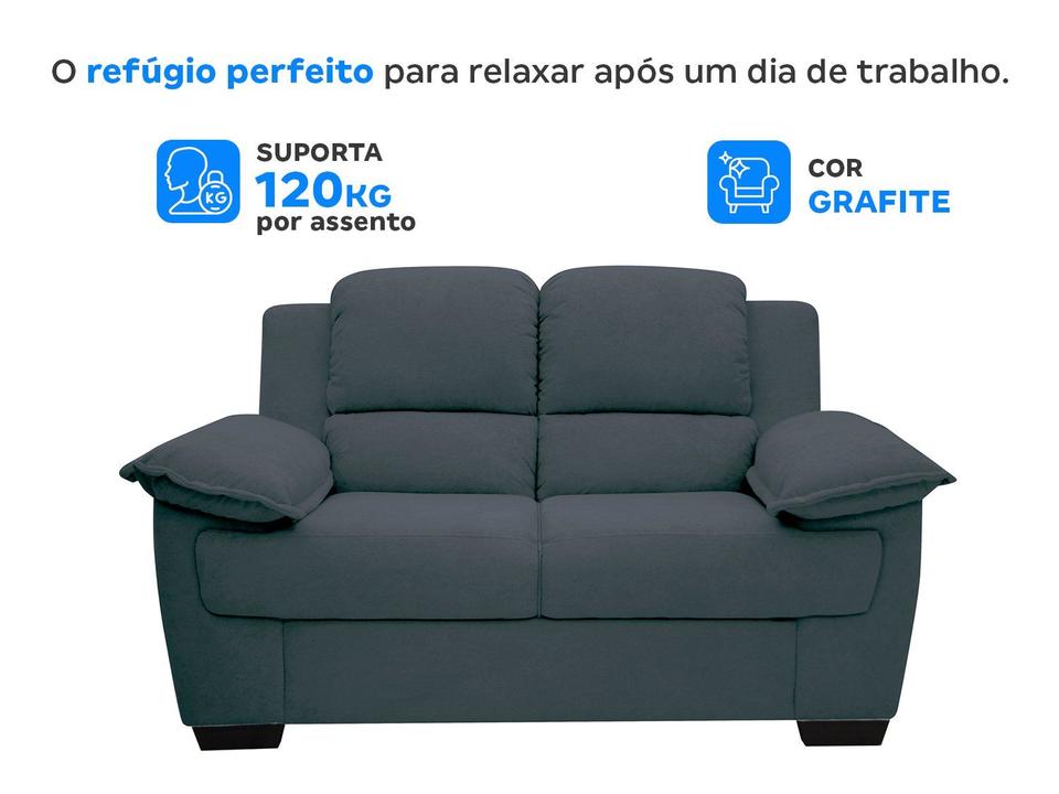 Sofá 2 Lugares Suede Carmel Linoforte - 4