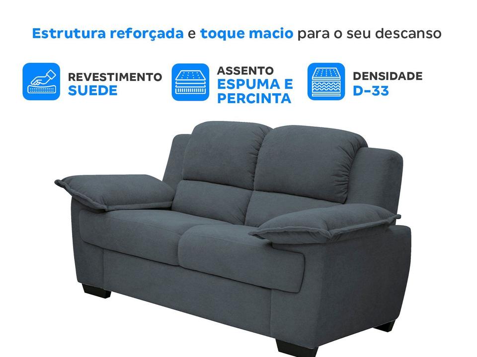 Sofá 2 Lugares Suede Carmel Linoforte - 3