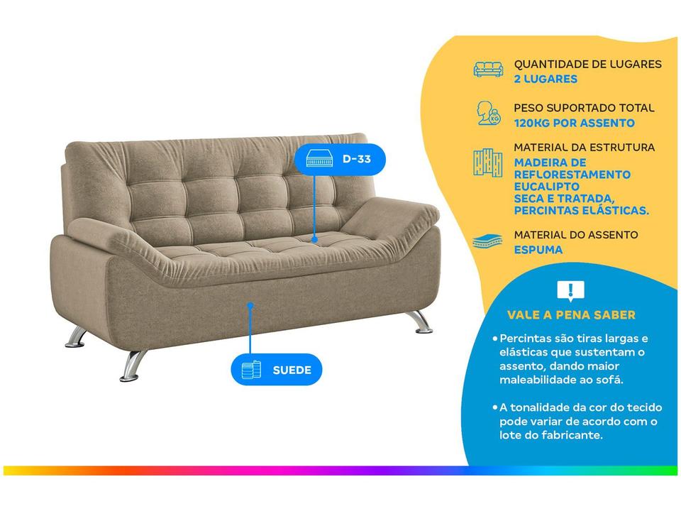 Sofá 2 Lugares Suede Linoforte Durban - 1