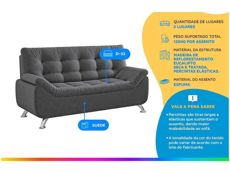 Sofá 2 Lugares Suede Linoforte Durban - 1