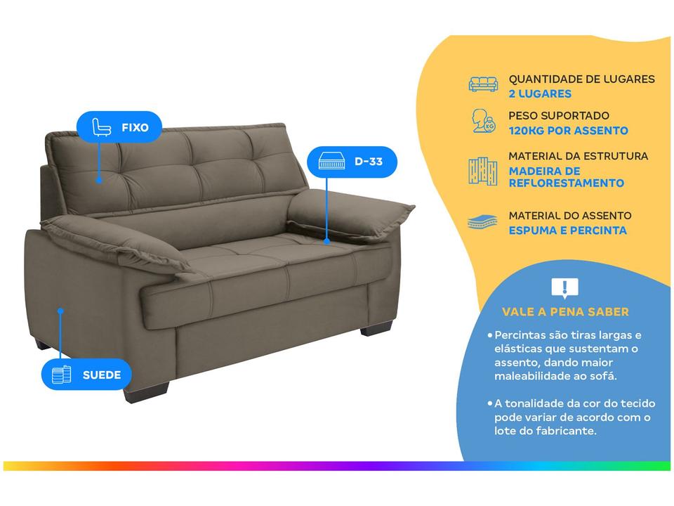 Sofá 2 Lugares Suéde Lisboa Linoforte - 1