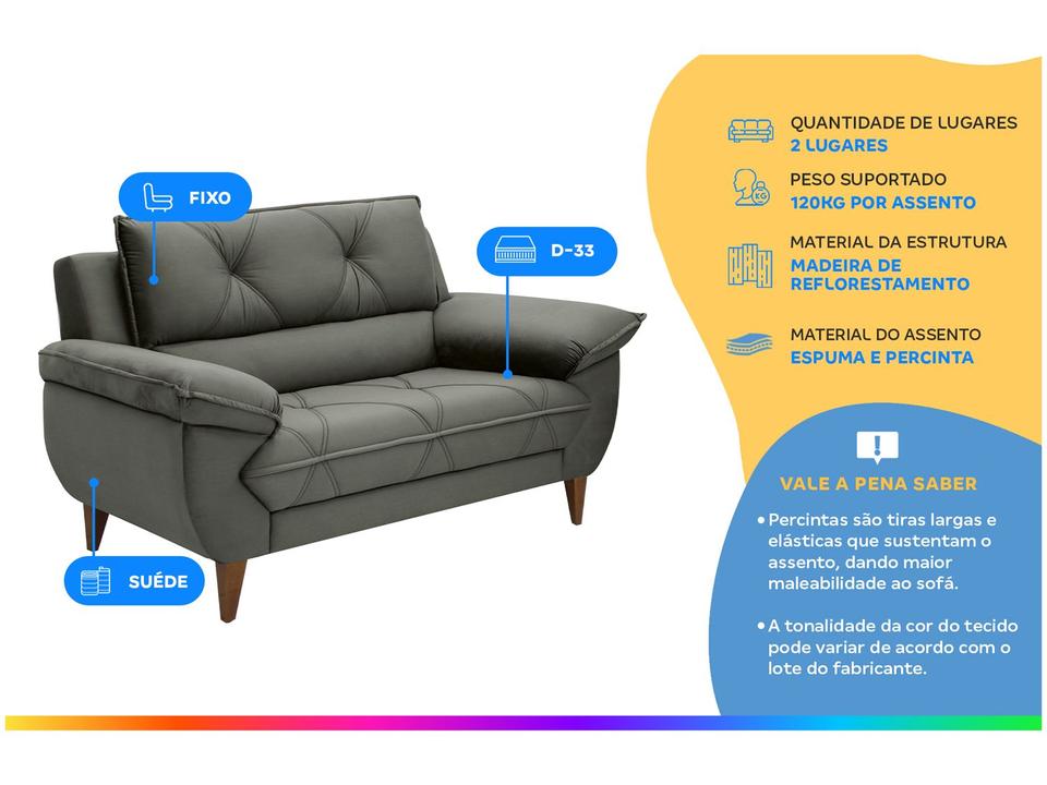 Sofá 2 Lugares Suede Malbec Linoforte - 1