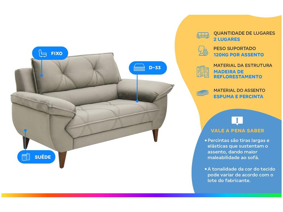 Sofá 2 Lugares Suede Malbec Linoforte - 1