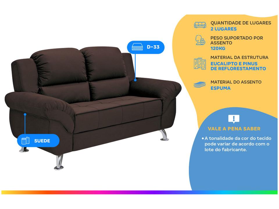 Sofá 2 Lugares Suede Marselha Linoforte - 1