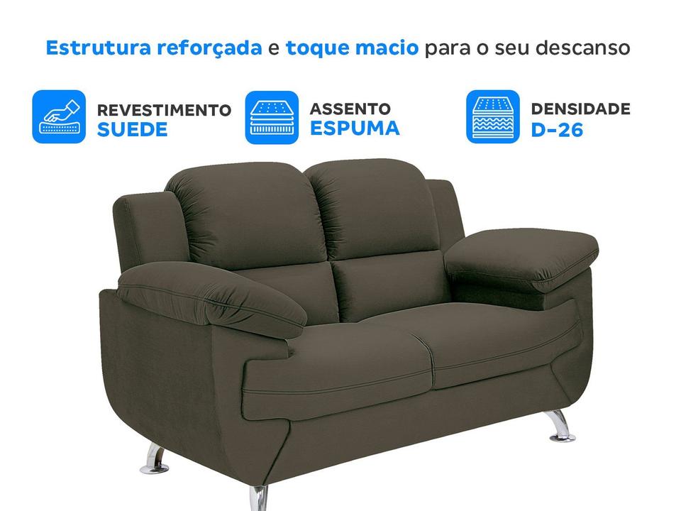 Sofá 2 Lugares Suede Spazium Linoforte - 3