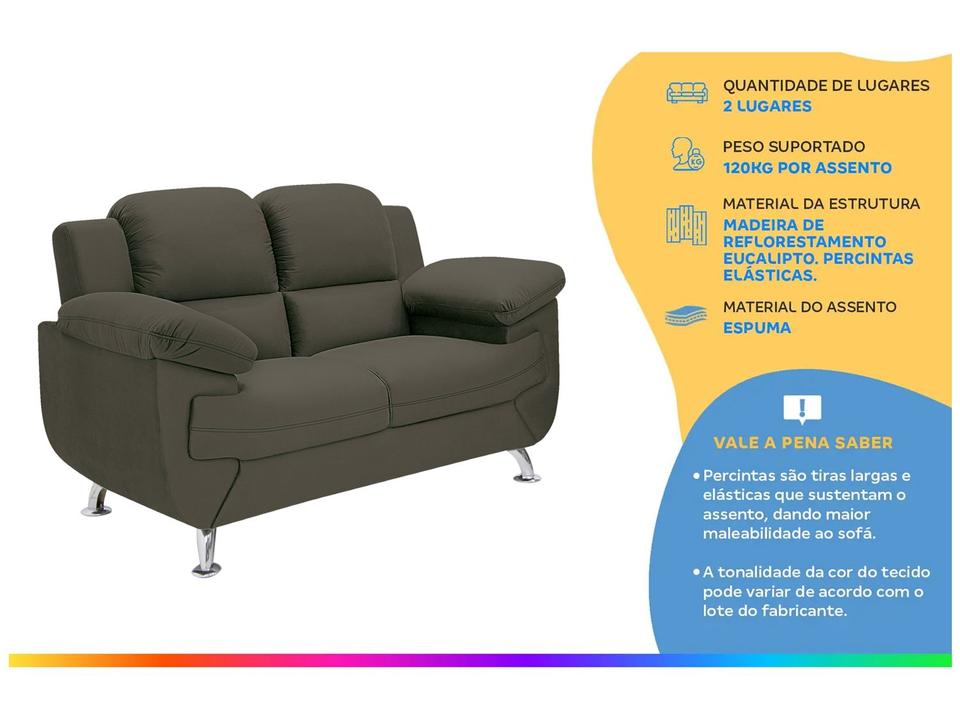 Sofá 2 Lugares Suede Spazium Linoforte - 1