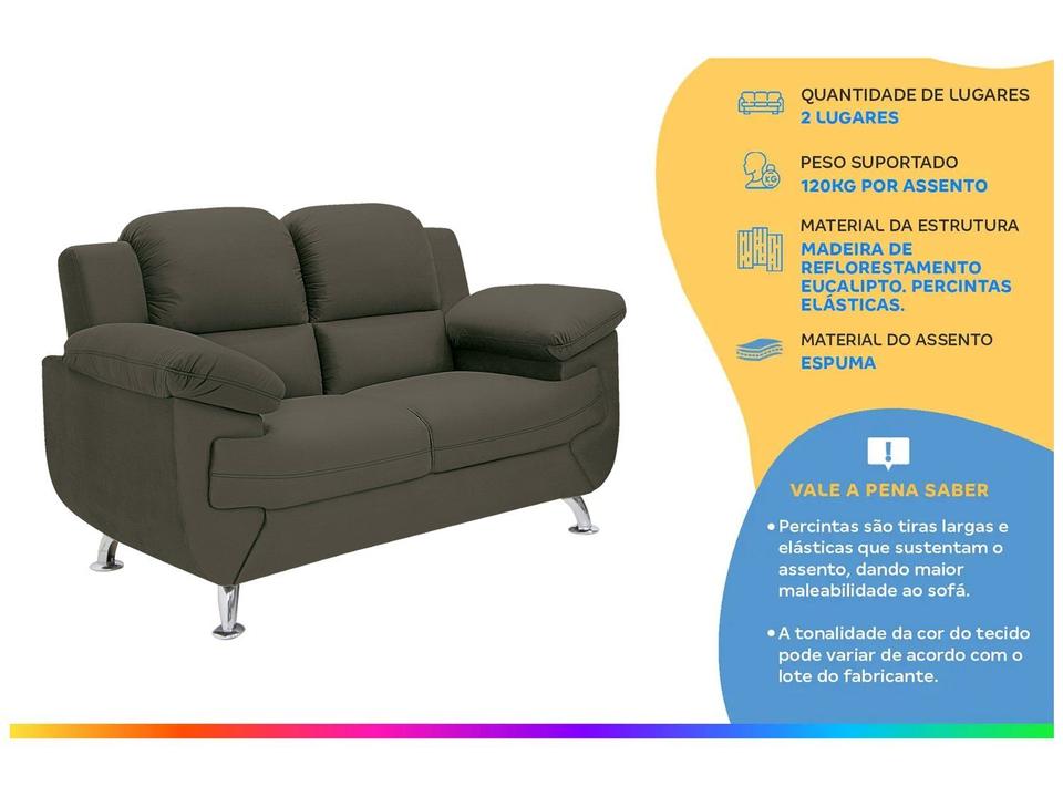 Sofá 2 Lugares Suede Spazium Linoforte - 3