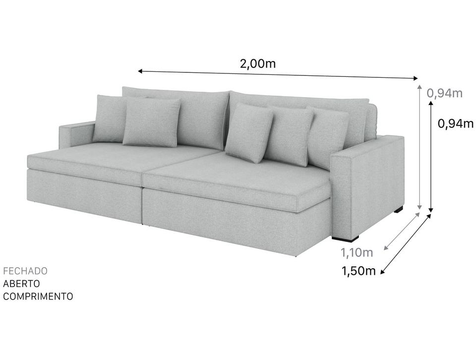 Sofá 3 Lugares Retrátil Reclinável Bouclé Mediterrâneo Peruggia - 2