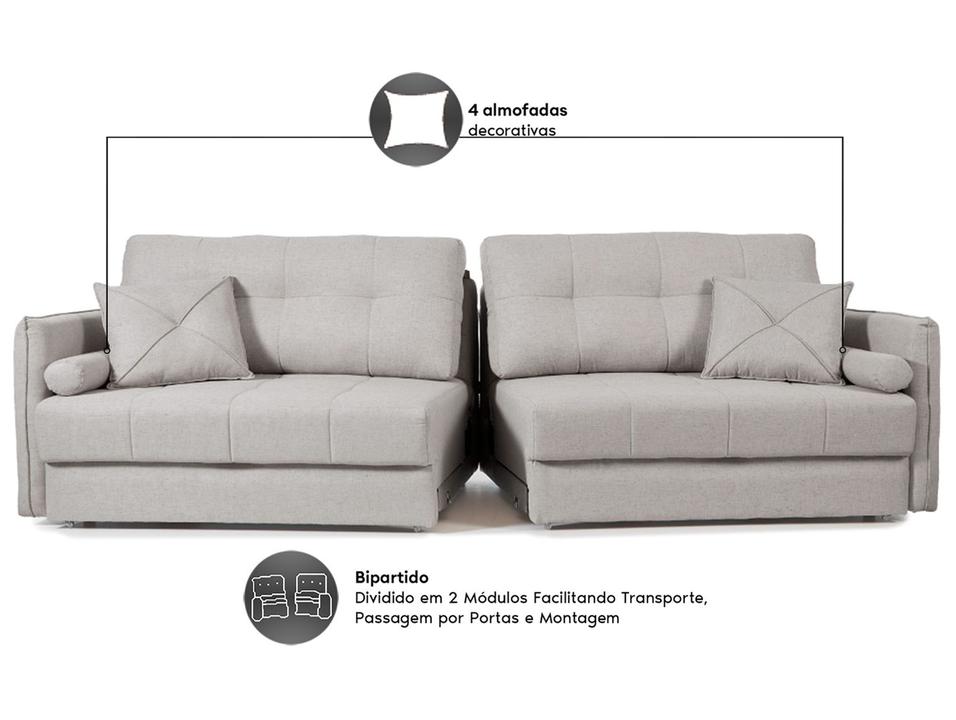 Sofá 3 Lugares Retrátil Reclinável Linho Urban Next Sofás - 6